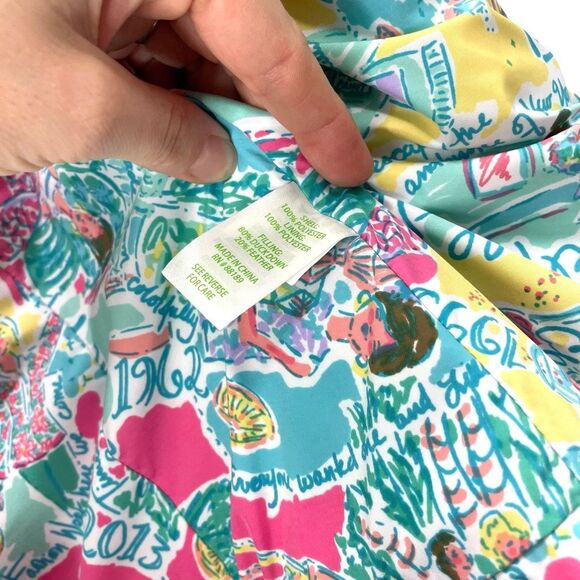 Lilly Pulitzer Lauren down Puffer Vest In the Beginning print Size XS - Picture 10 of 10